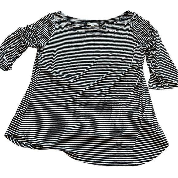 Zenana Outfitters Black & White Striped Knit Top Woman Size Large - Picture 4 of 9